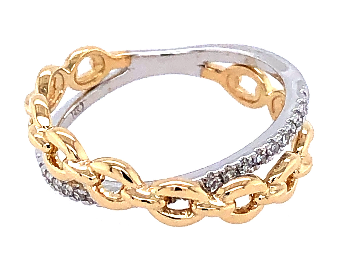 DIAMOND LINK BYPASS RING, 14KWY (N)