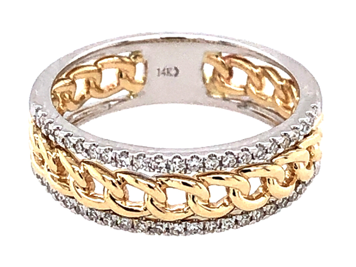DIAMOND RAILS LINK RING, 14KWY (N)