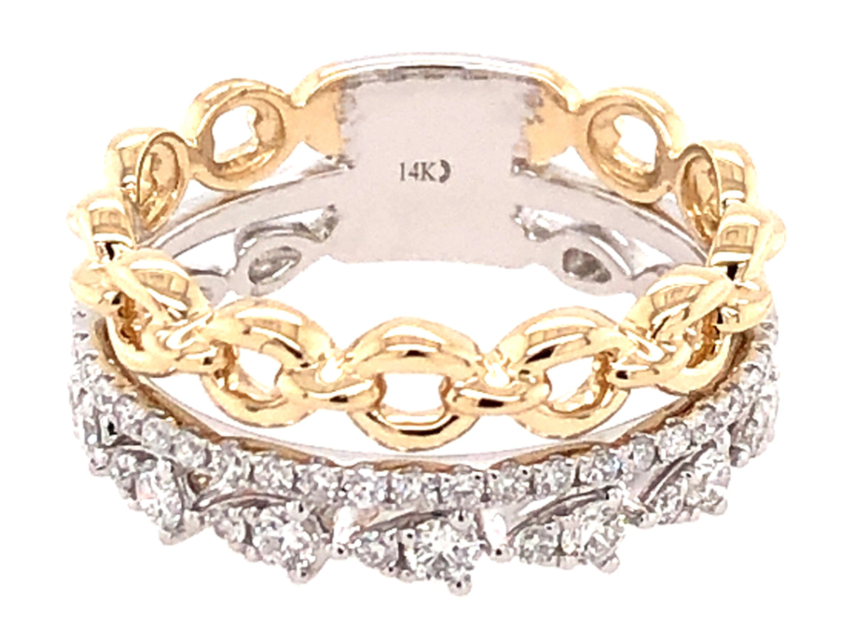 DIAMOND LINK STACK RING, 14KWY (N)