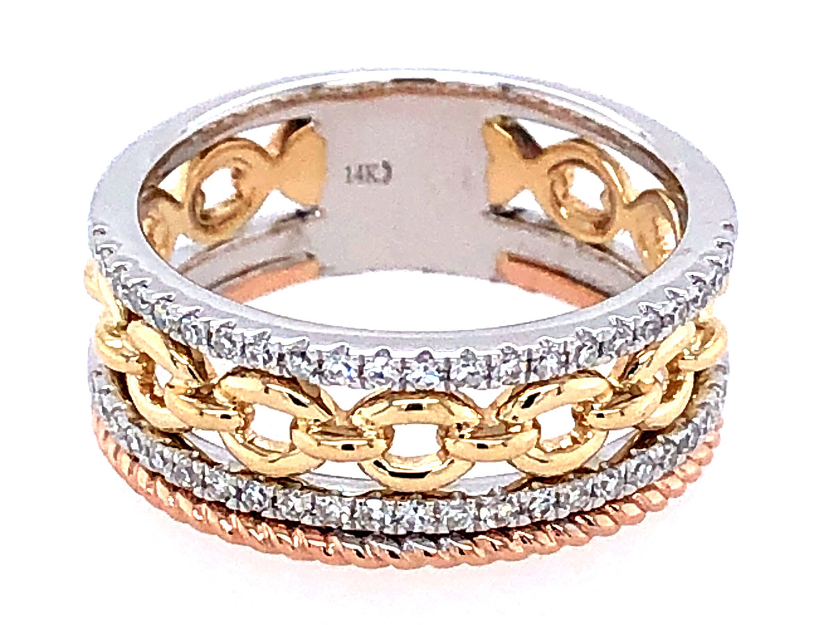 DIAMOND LINK & BRAID RING, 14KWYR (N)