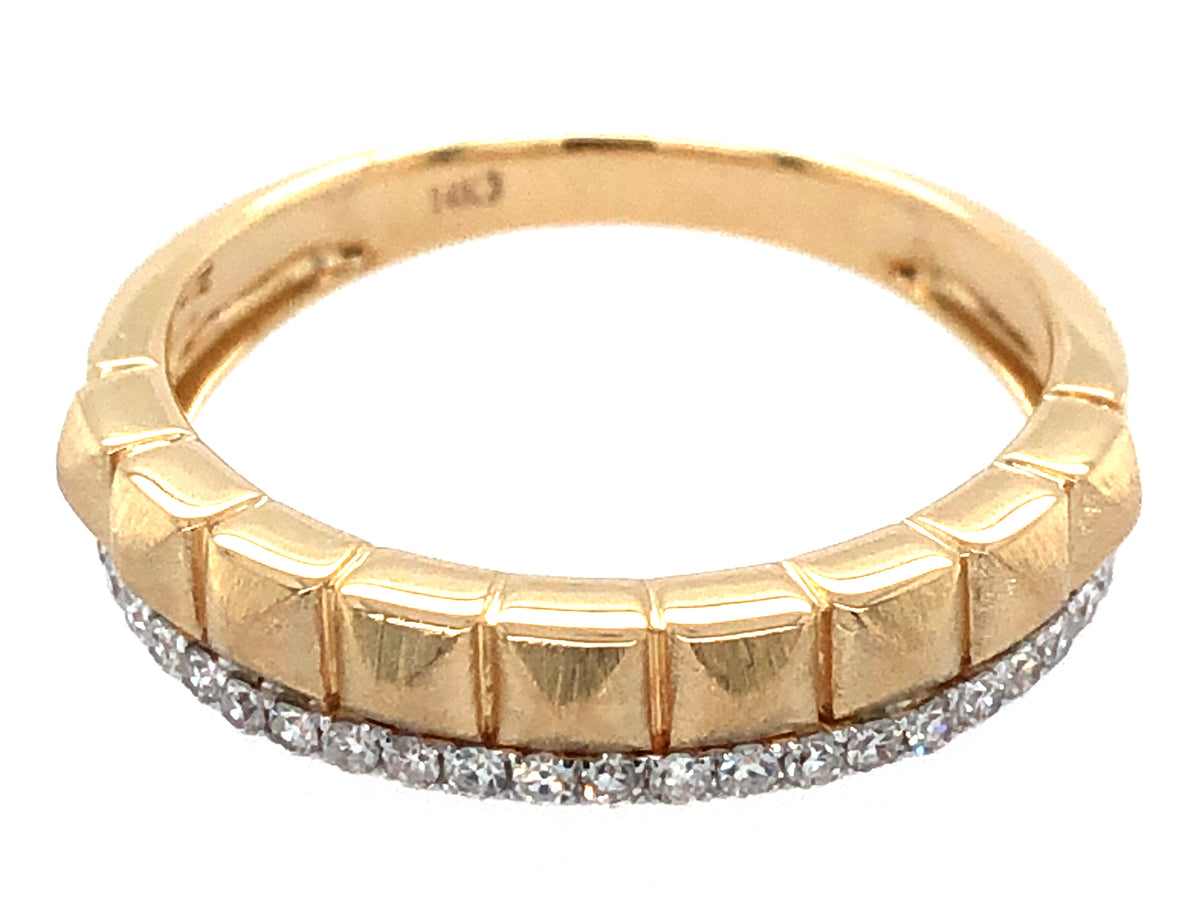 DIAMOND PYRAMID RING, SATIN FINISH, 14KY (N)