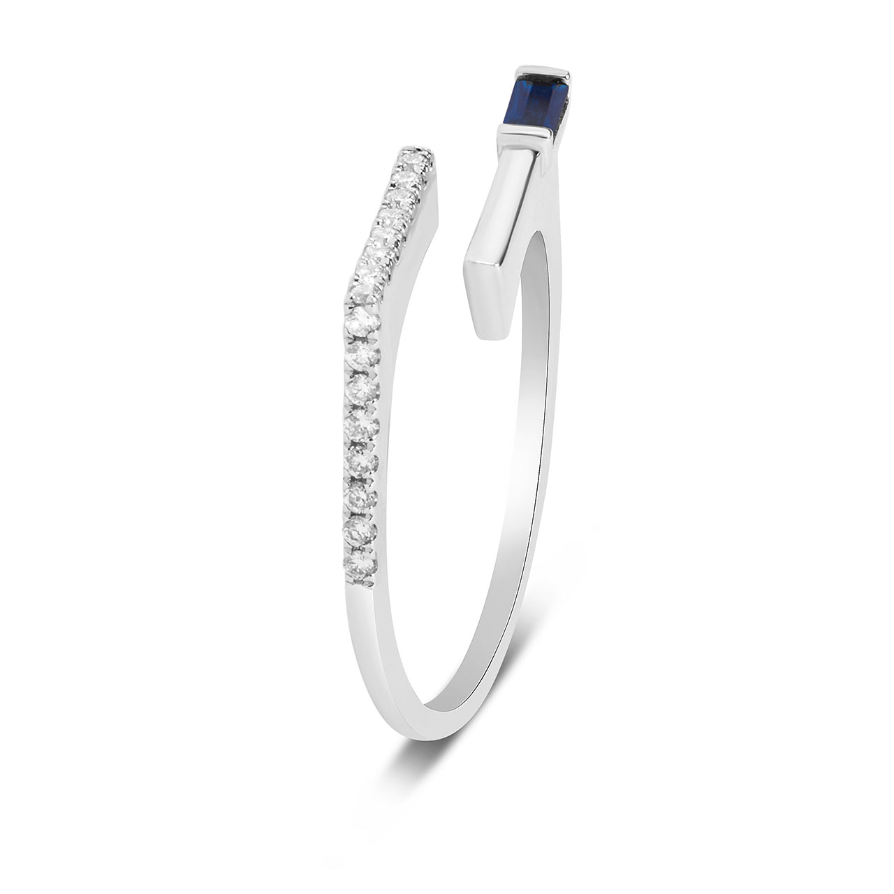 Sapphire & Diamond Bypass Square Ring