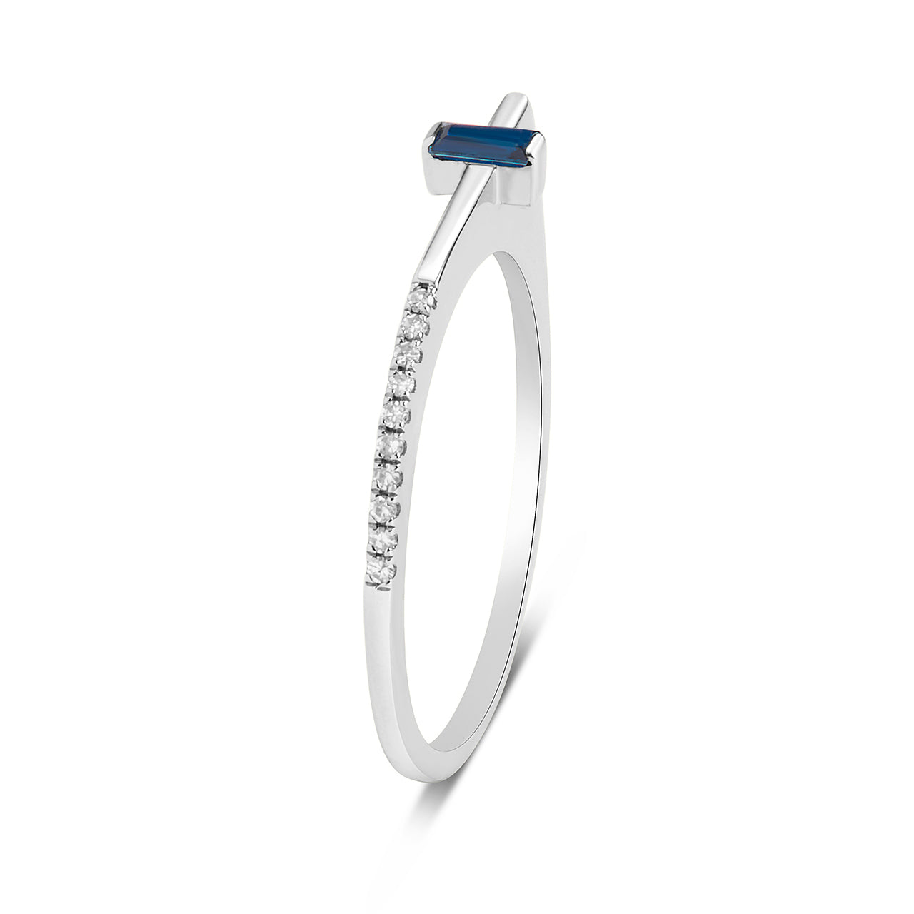 Sapphire & Diamond Offset Square Ring