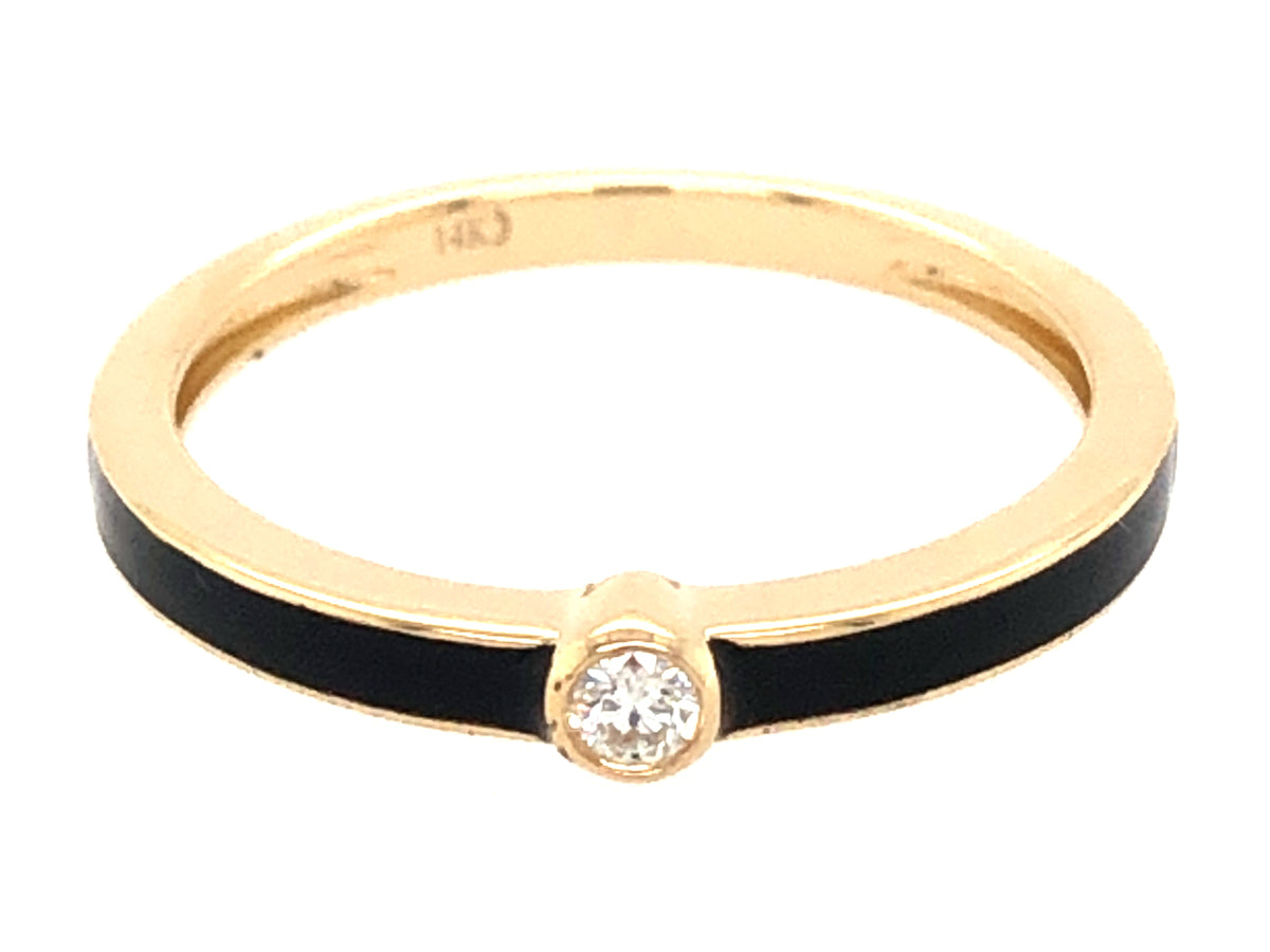 DIAMOND BLACK ENAMEL RING