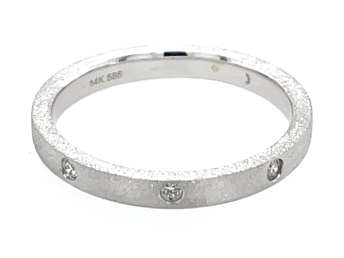 Diamond 3 Stone Ring, Beveled Edge, Size 9.25, Satin Finish