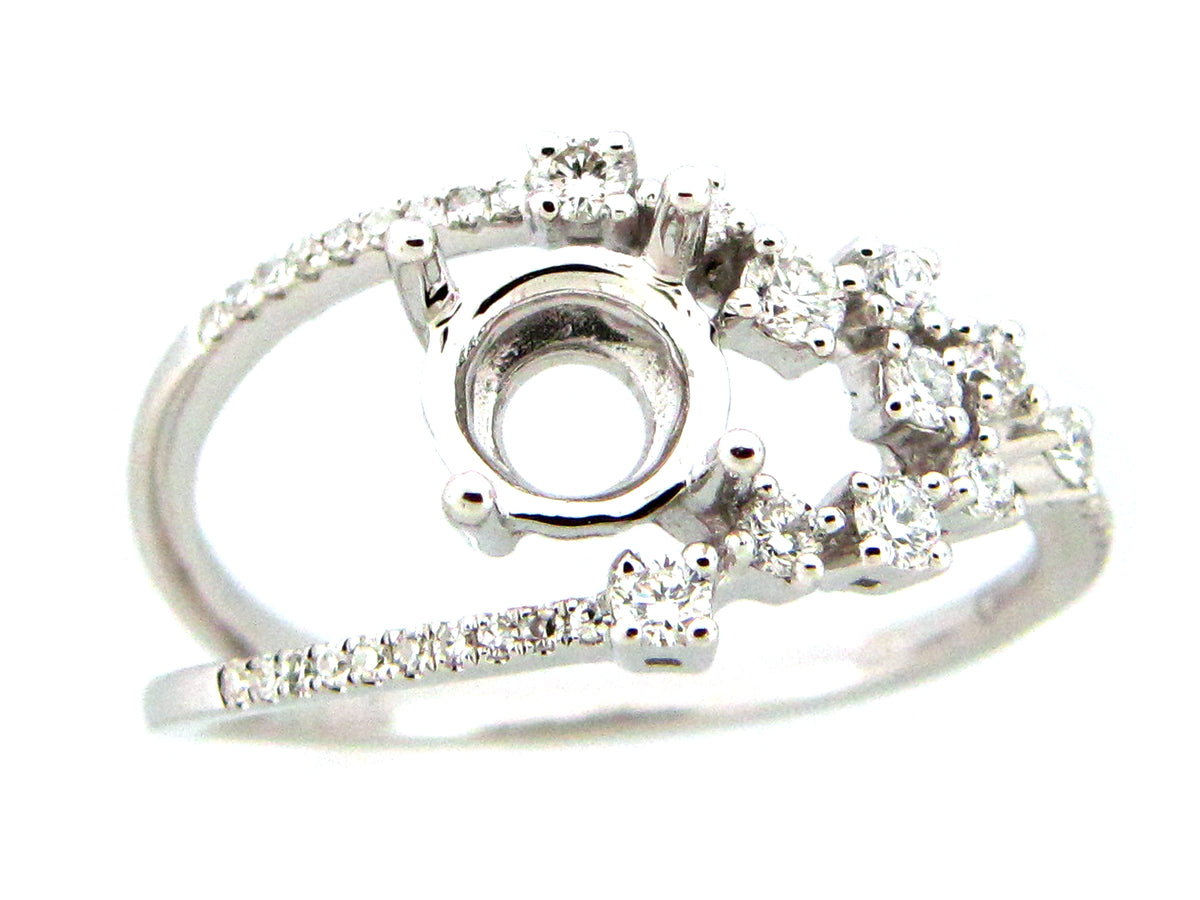 DIAMOND SEMI MOUNT 3 SHANK RING, 14KW (N)