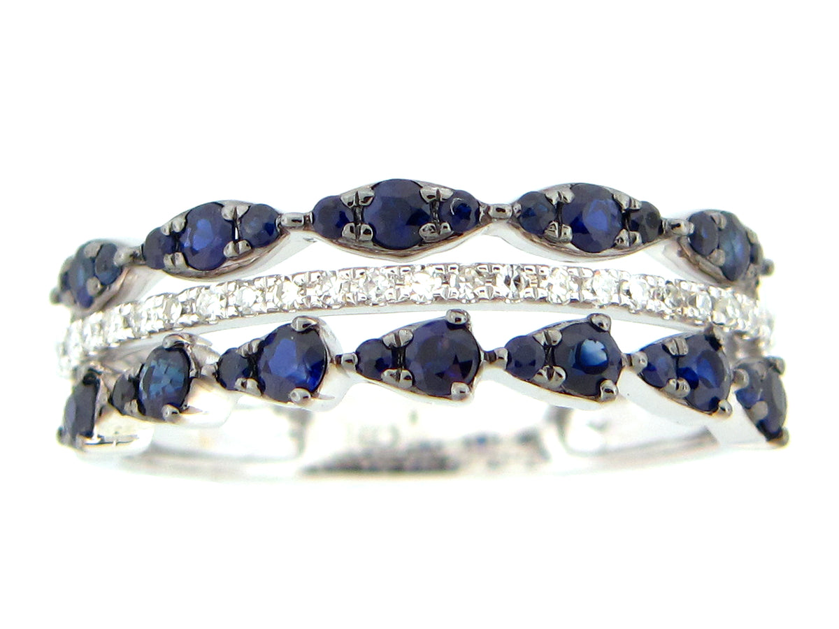 SAPPHIRE & DIAMOND RING, 14KW (H)