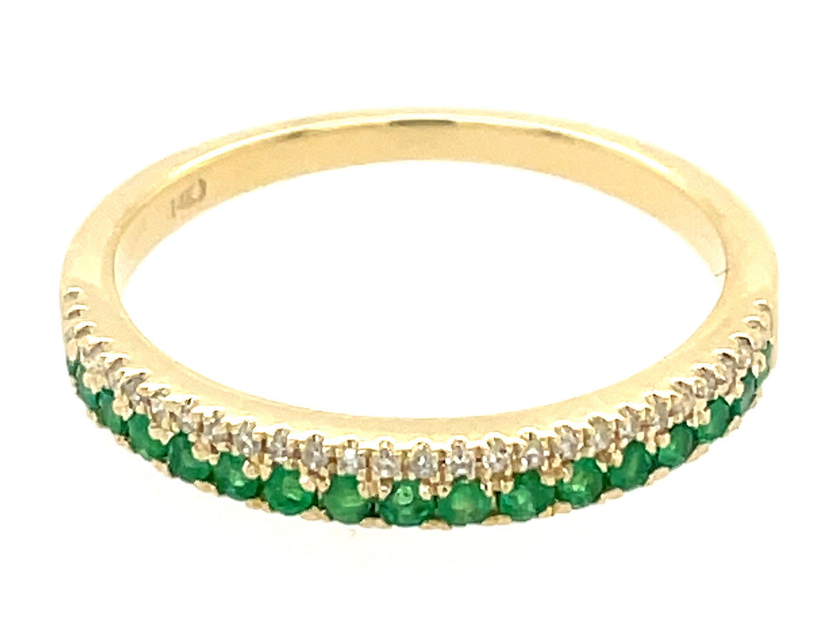 EMERALD & DIAMOND 2 ROW RING, 2.6 MM