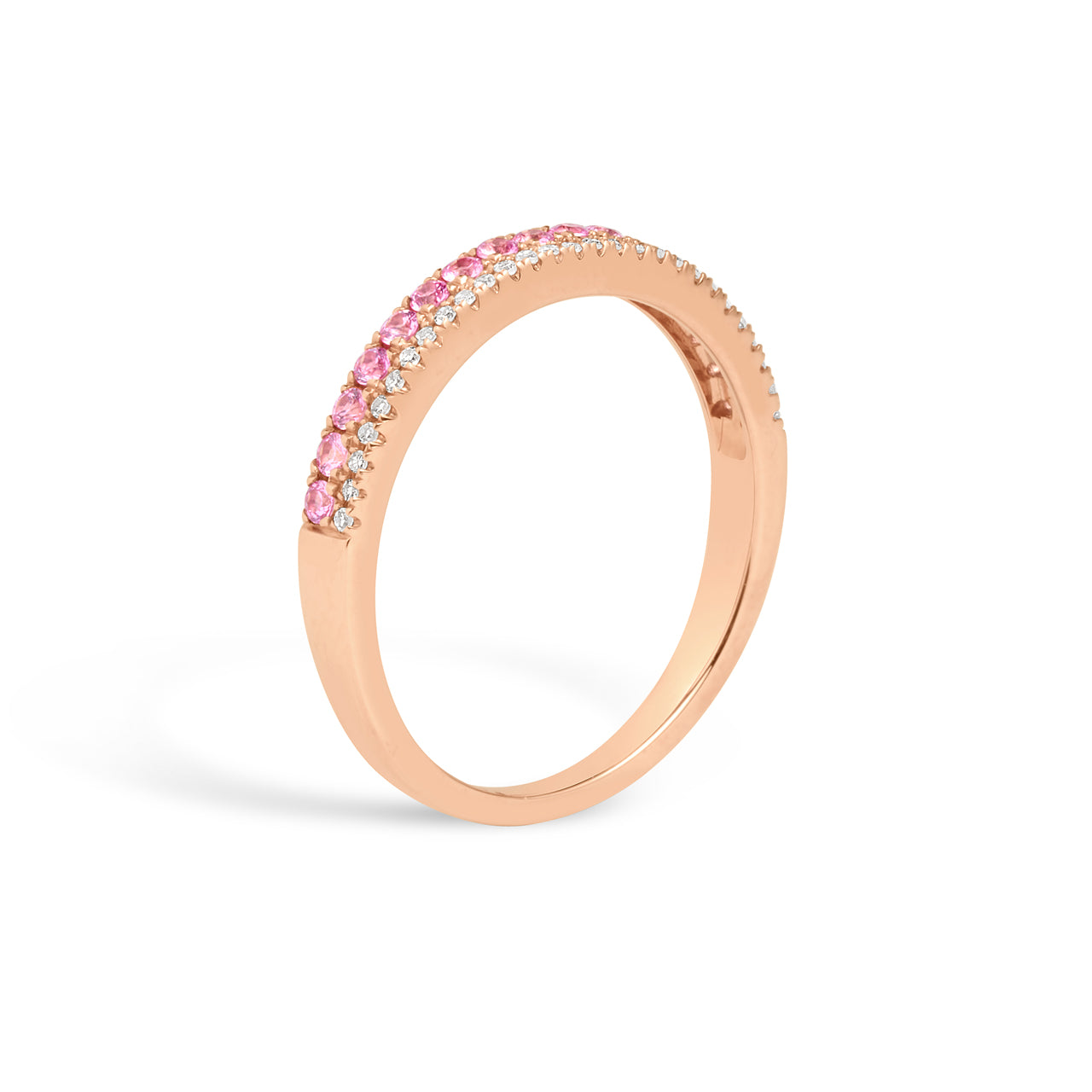 Pink Sapphire & Diamond Duet Band