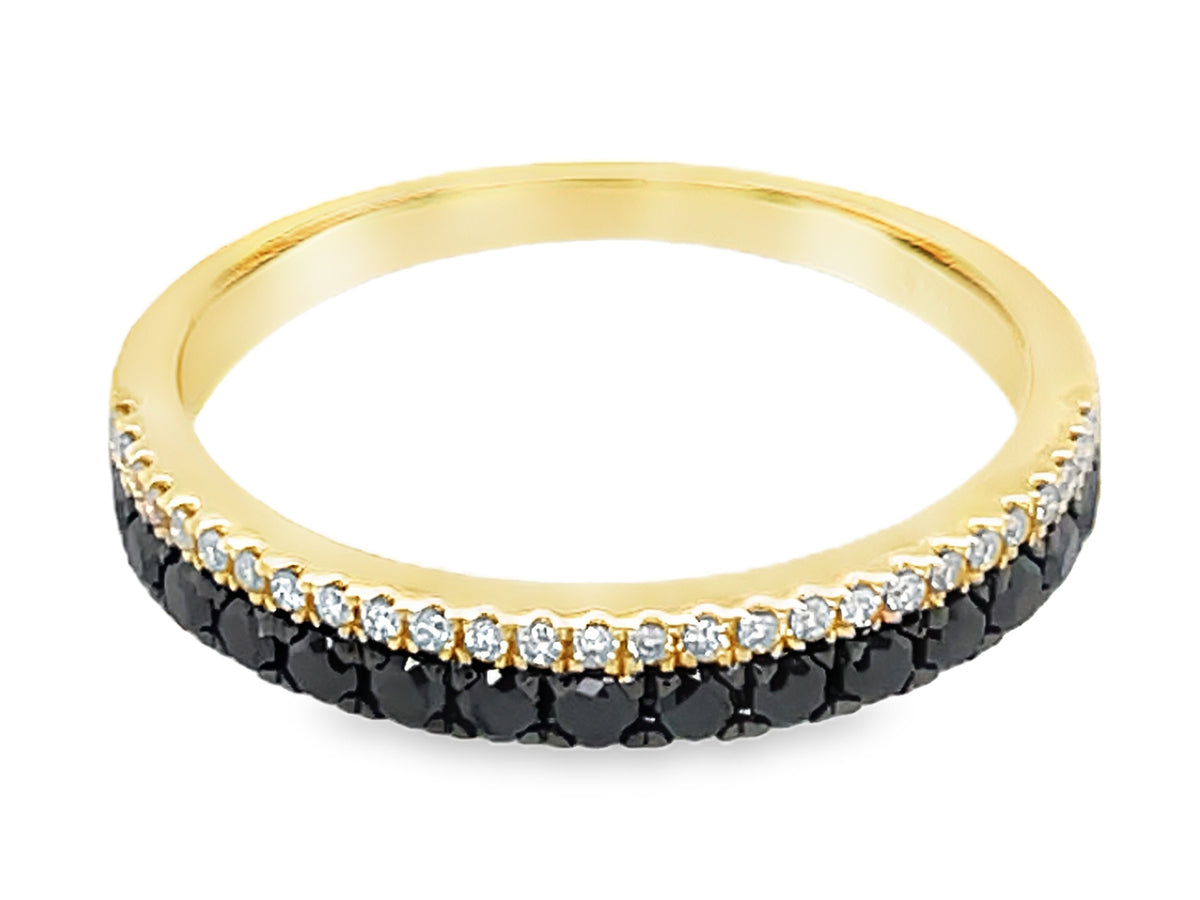 BLACK & WHITE DIAMOND 2 ROW RING, 3 MM