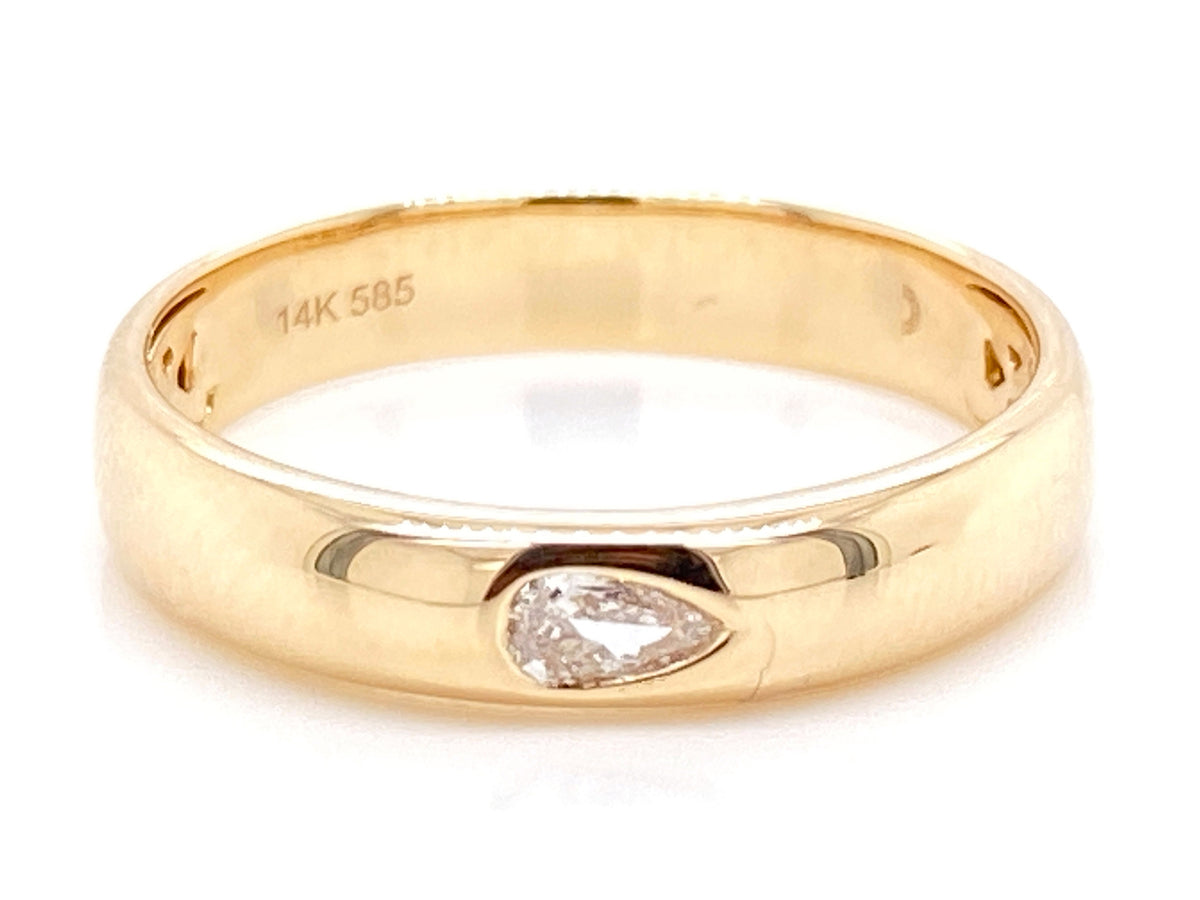 DIAMOND PEAR BEZEL RING, 14KY (N)