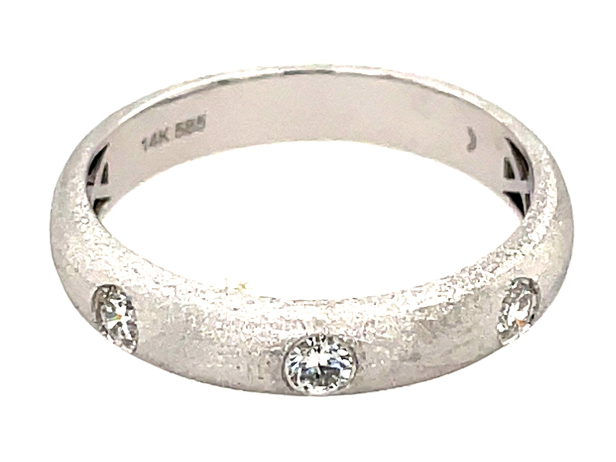 DIAMOND 3 STONE BEZEL RING, SATIN FINISH, 18KW (N)