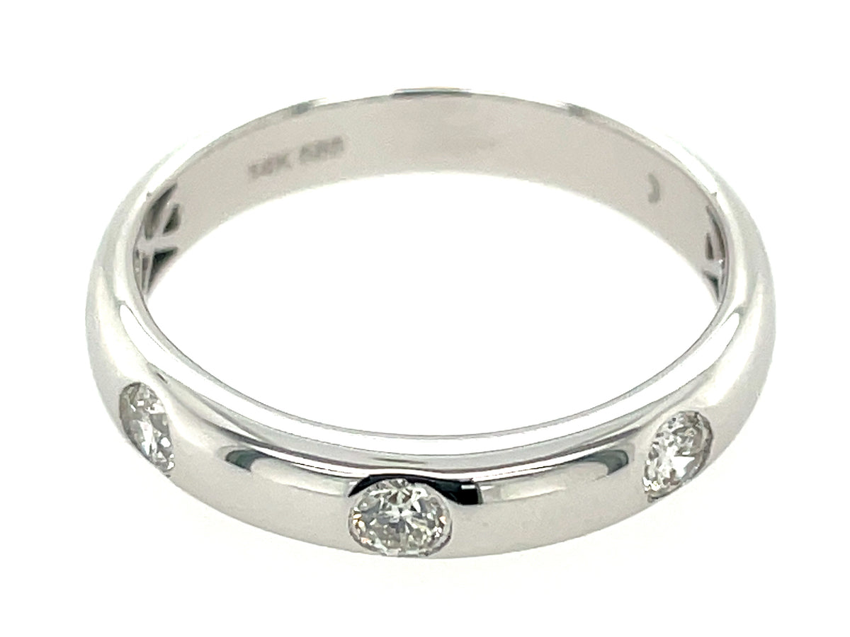 DIAMOND 3 STONE BEZEL RING, 14KW (N)