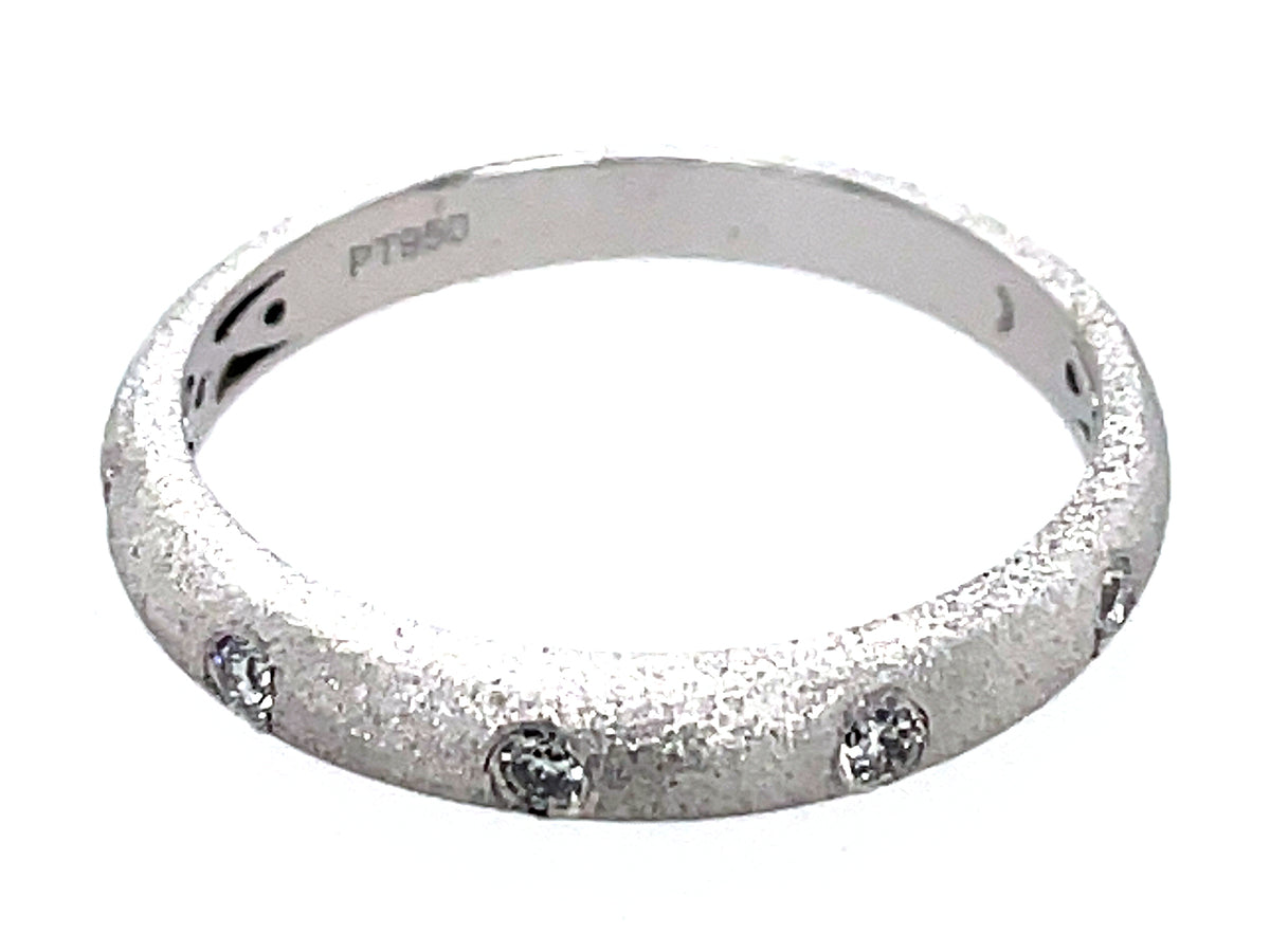 DIAMOND 5 STONE BURNISH SET RING, SATIN FINISH, PLAT (N)