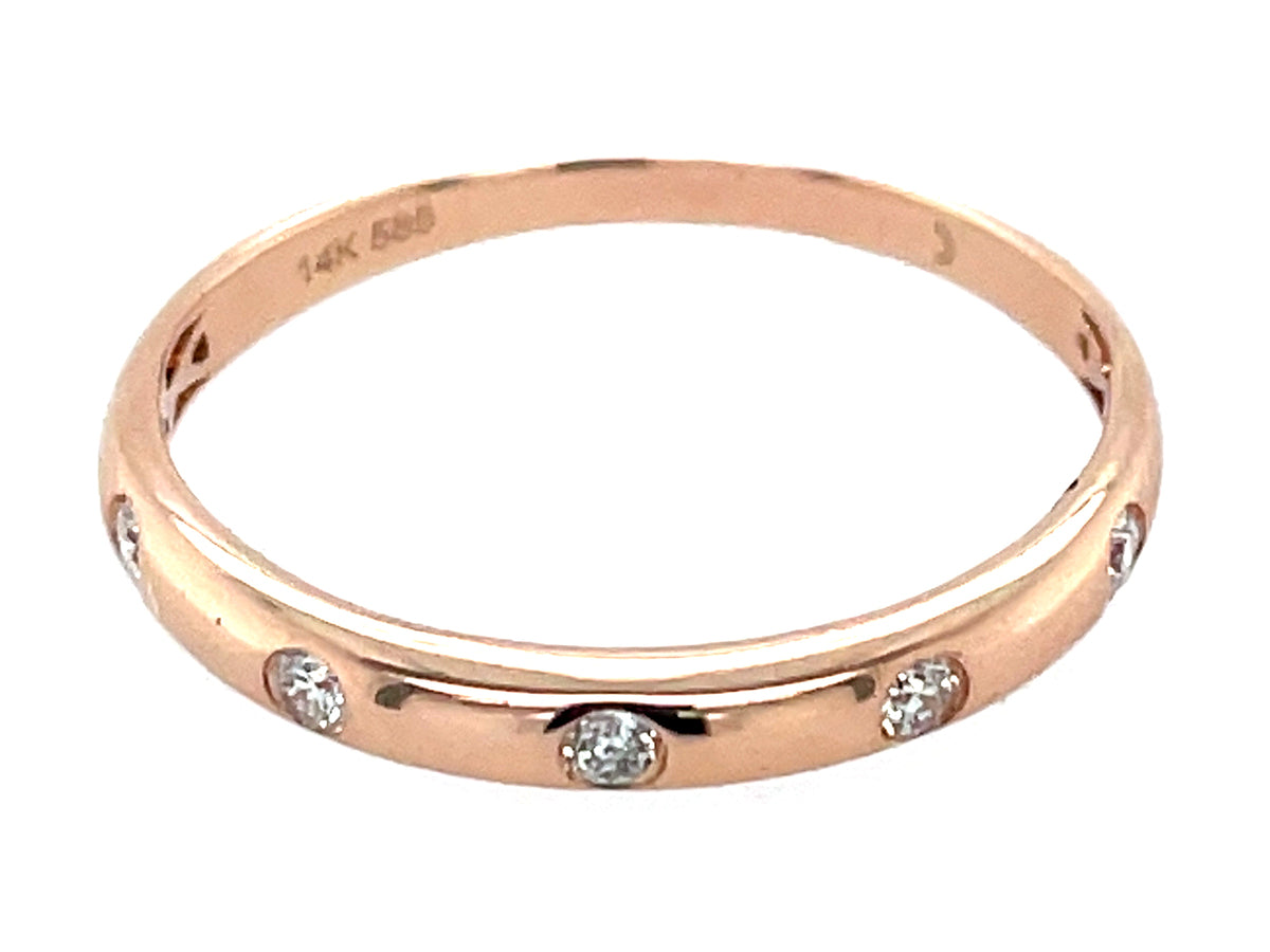 DIAMOND 5 STONE BURNISH SET RING, 14KR (N)