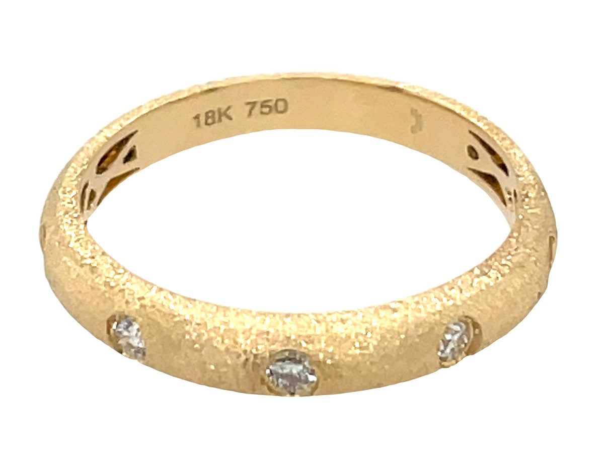 DIAMOND 5 STONE BURNISH SET RING, SATIN FINISH, 18KY (N)