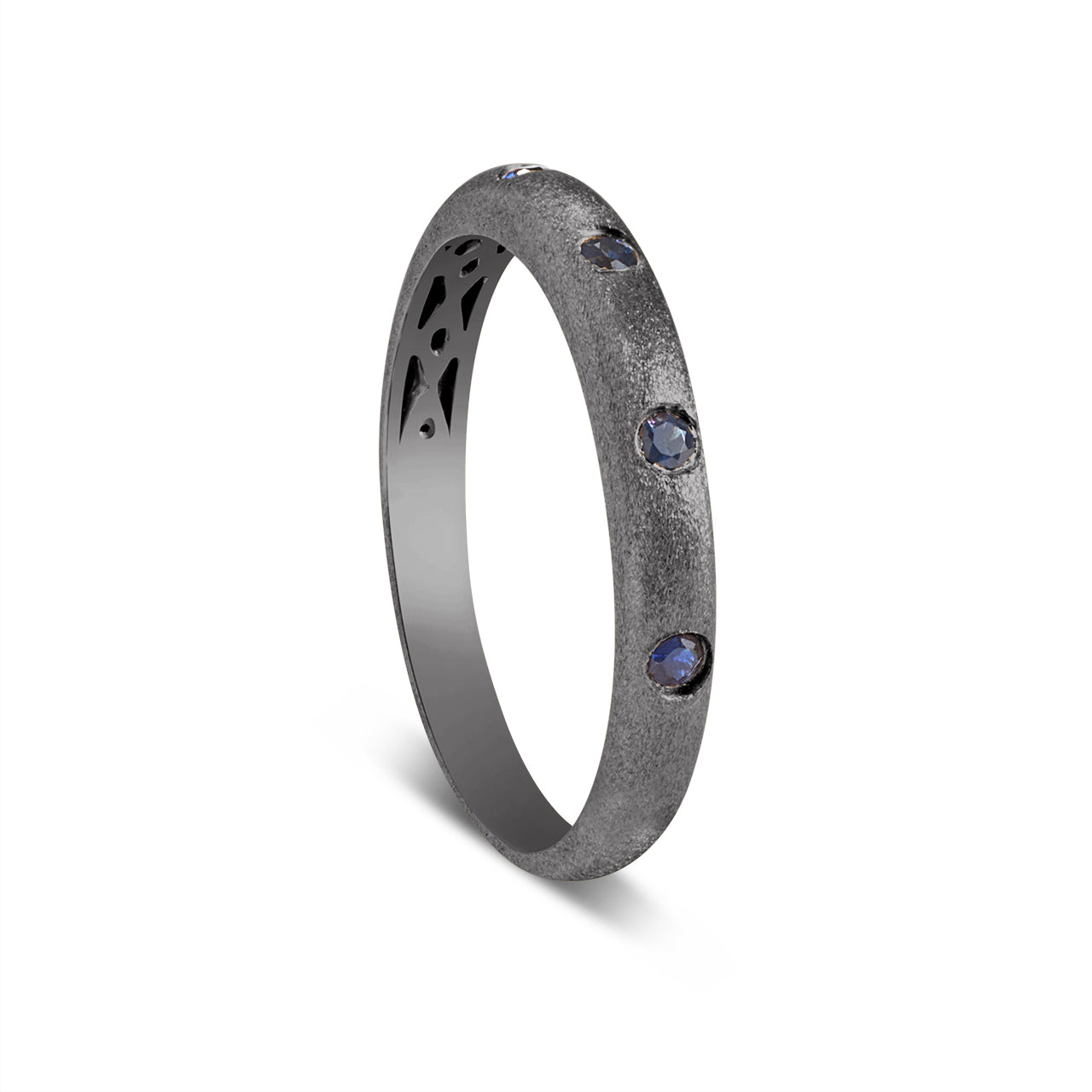 Sapphire 5 Stone Flush Stackable Band
