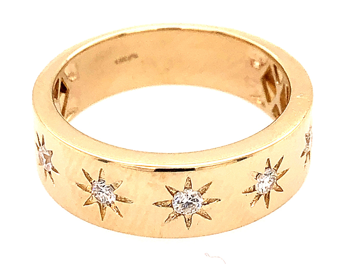 DIAMOND STARS CIGAR BAND RING, 6MM, 14KY (N)