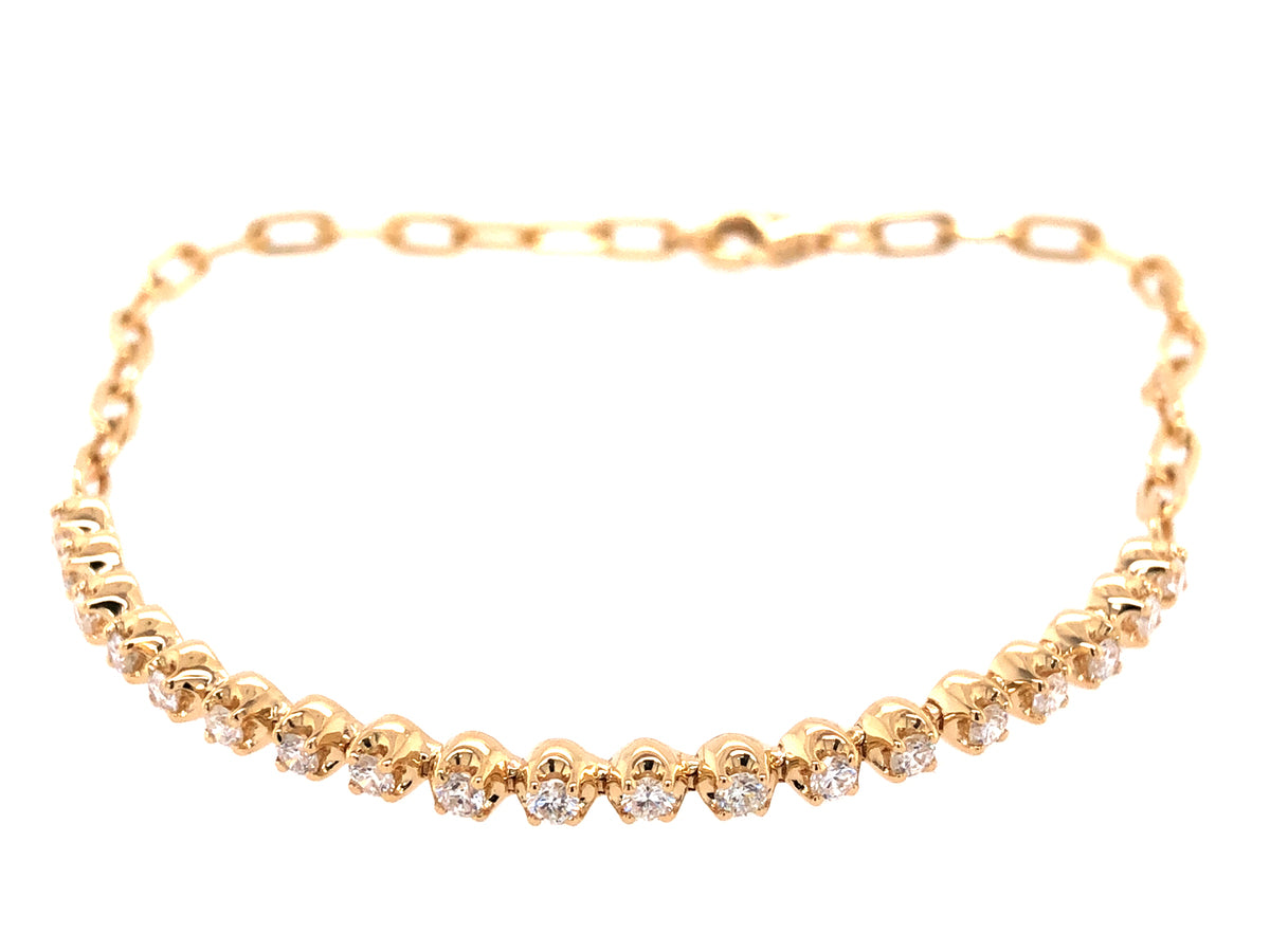 DIAMOND SECTIONAL LINK 7" BRACELET, 14KY (N)