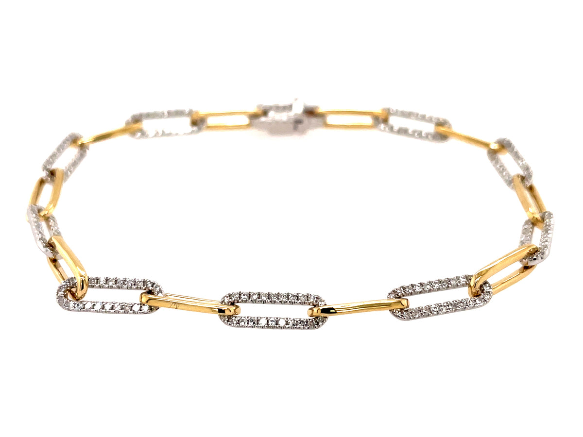 DIAMOND PAPERCLIP LINK BRACELET, 14WY (N)