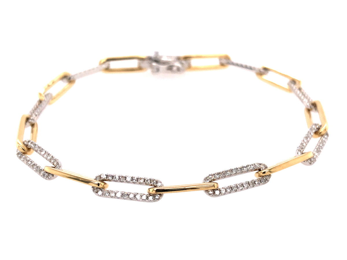 DIAMOND PAPERCLIP LINK 6.5" BRACELET, 14WY (N)