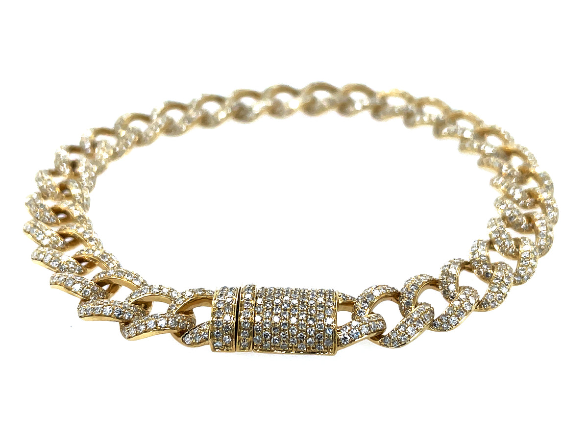 DIAMOND PAVE CLASP LINK BRACELET, 8.3MM, 7", 14KY (N)