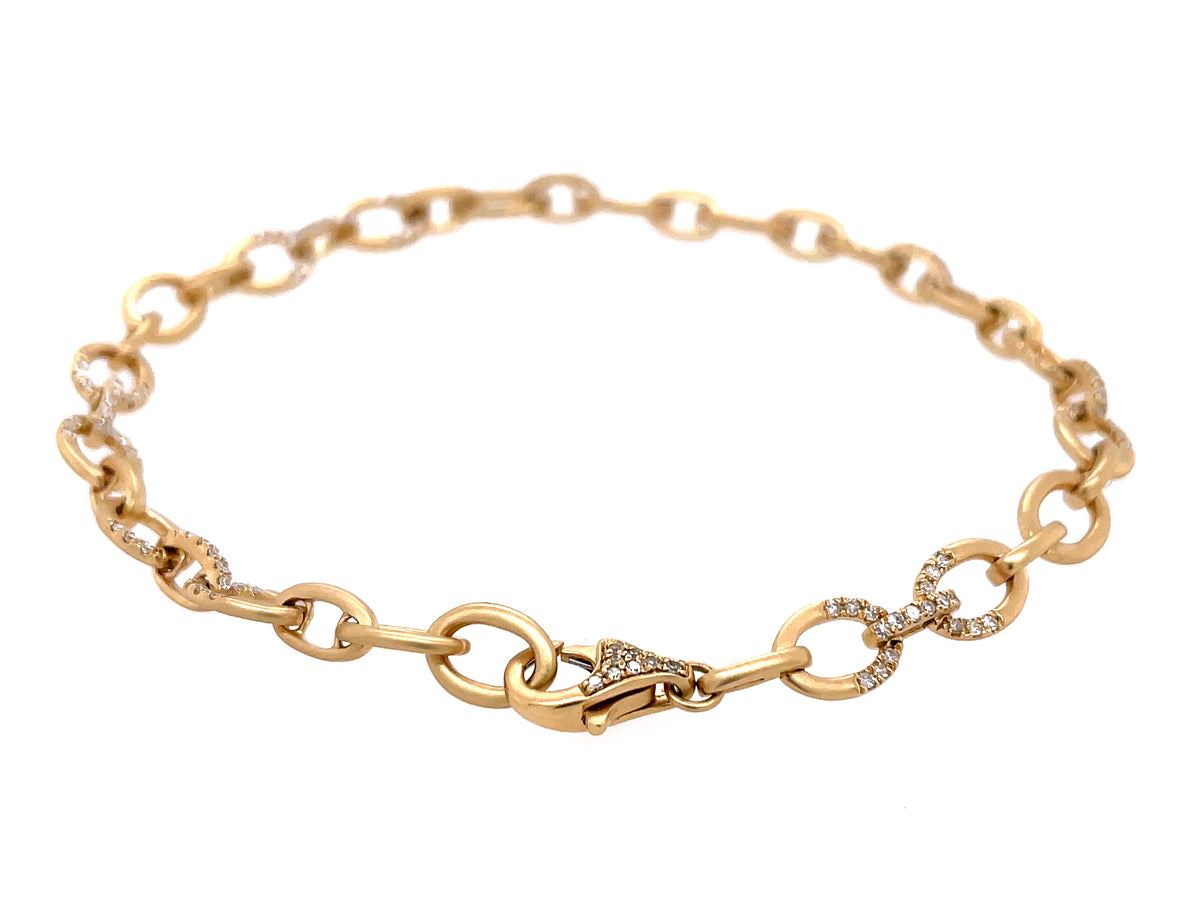 DIAMOND OVAL LINK BRACELET, 7", SATIN FINISH