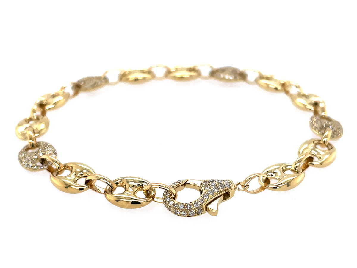 DIAMOND PUFFED MARINER LINK BRACELET