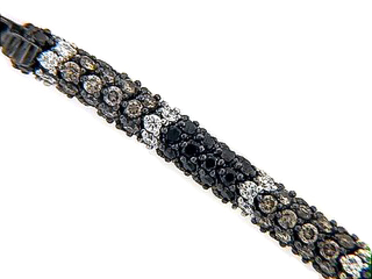 BLACK, BROWN & WHITE DIAMOND BRACELET, 18KW (R/N)