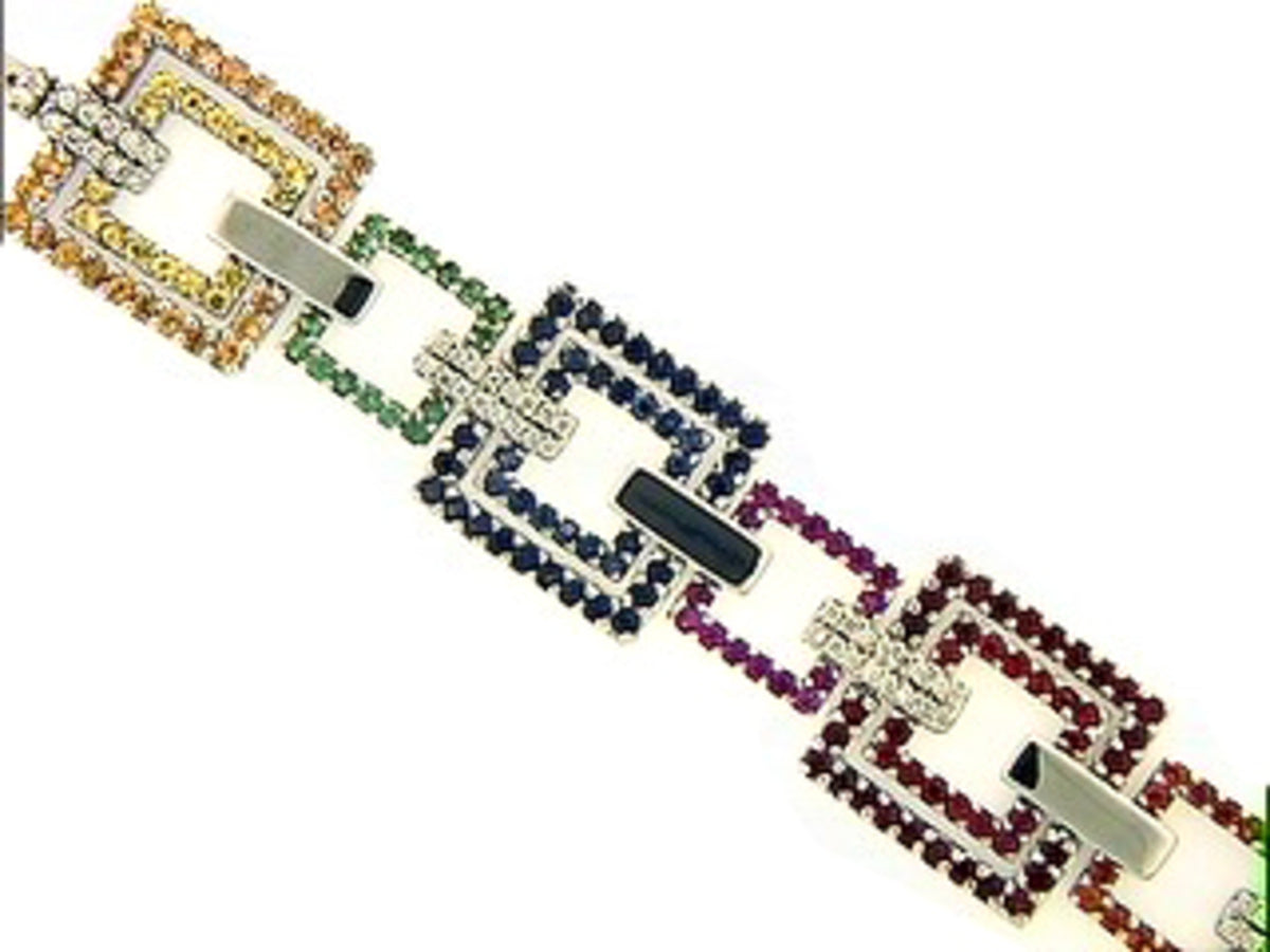RAINBOW SAPPHIRE, TSAVORITE & DIAMOND BRACELET