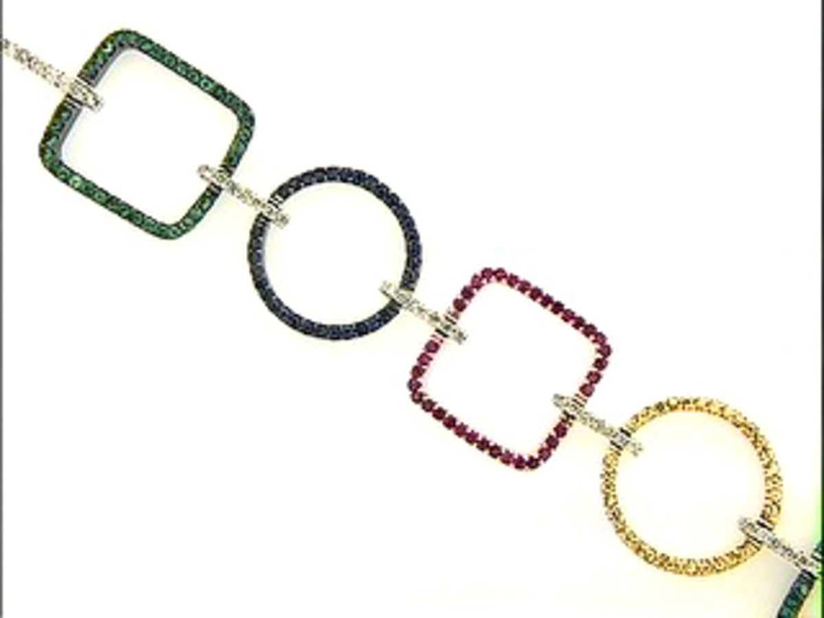 RAINBOW SAPPHIRE ,TSAVORITE & DIAMOND BRACELET