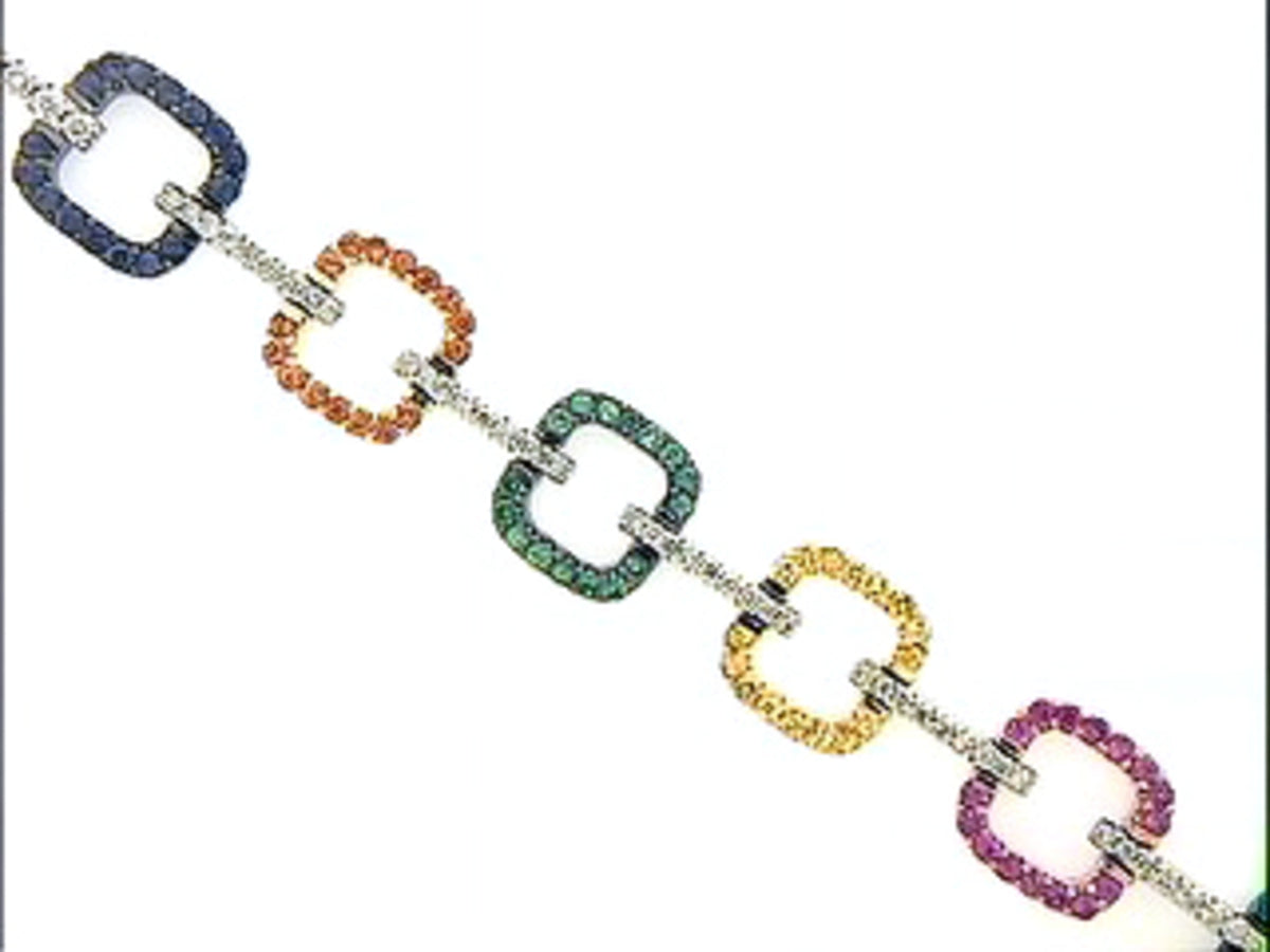 RAINBOW SAPPHIRE ,TSAVORITE & DIAMOND BRACELET