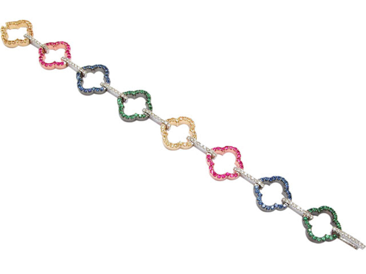 RAINBOW SAPPHIRE, TSAVORITE & DIAMOND BRACELET, 18KM (H/U), C=4.44