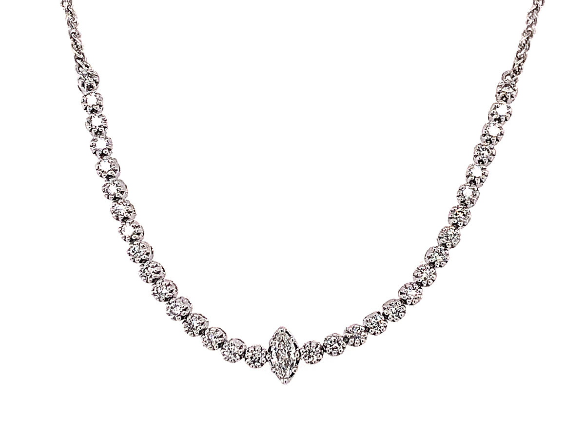 DIAMOND MARQUISE POINT BRACELET, 10" BOLO, 14KW (N)