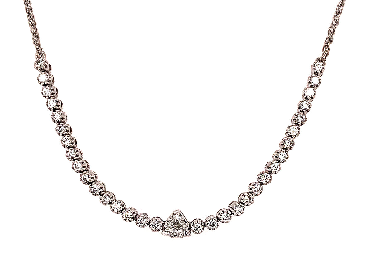 DIAMOND TRIANGLE POINT BRACELET, 10" BOLO, 14KW (N)