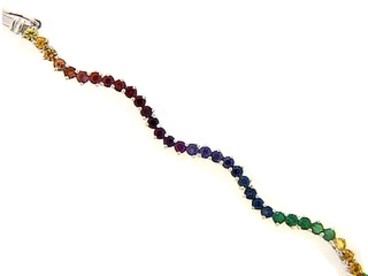 RAINBOW SAPPHIRE & TSAVORITE BRACELET, 18KW (H/U)