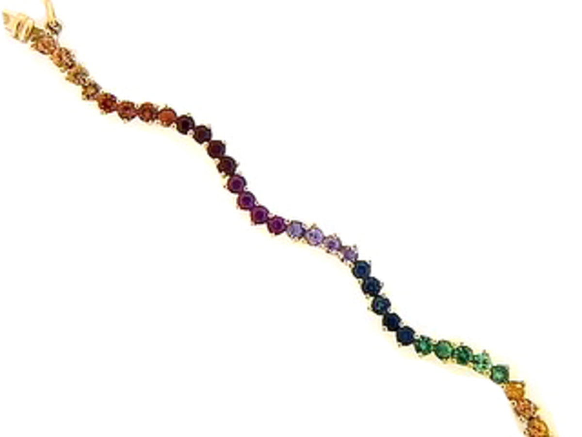 RAINBOW SAPPHIRE & TSAVORITE BRACELET, 18KY (H/U)