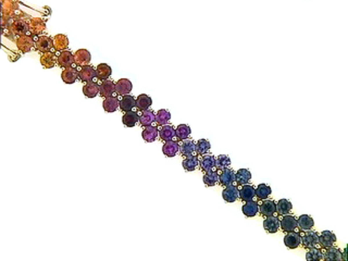 RAINBOW SAPPHIRE BRACELET, 18KY (H/U)
