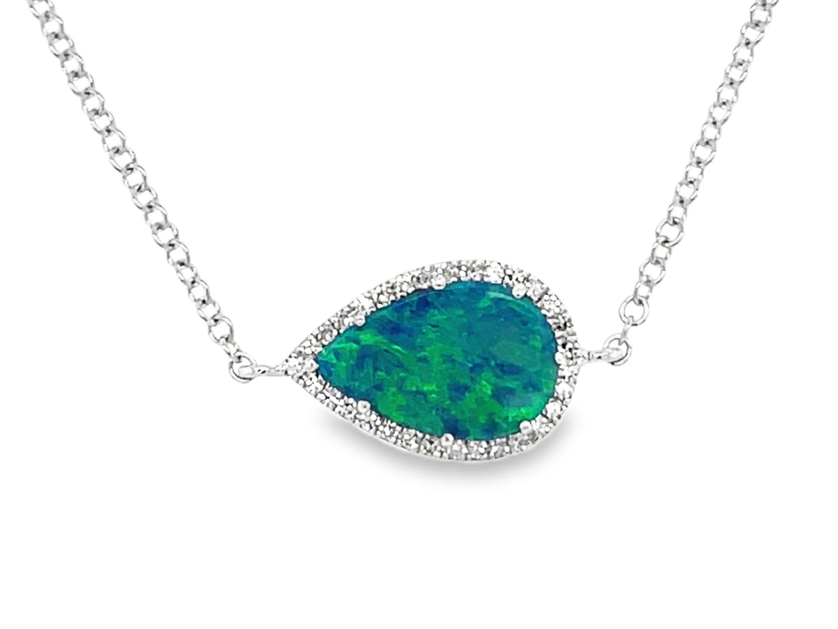 OPAL PEAR DOUBLET & DIAMOND HALO 7" BRACELET