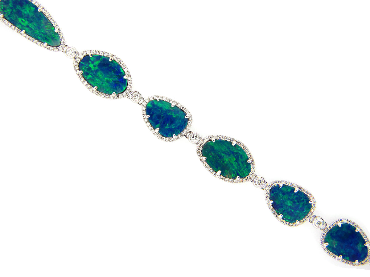BLACK OPAL DOUBLET & DIAMOND BRACELET, 18KW (ASBL)