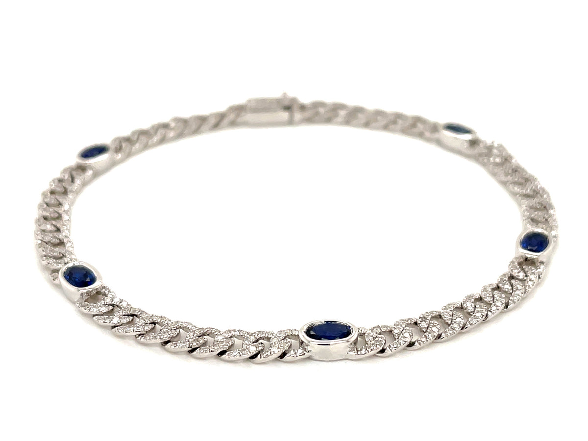 SAPPHIRE BEZEL & DIAMOND CUBAN LINK BRACELET
