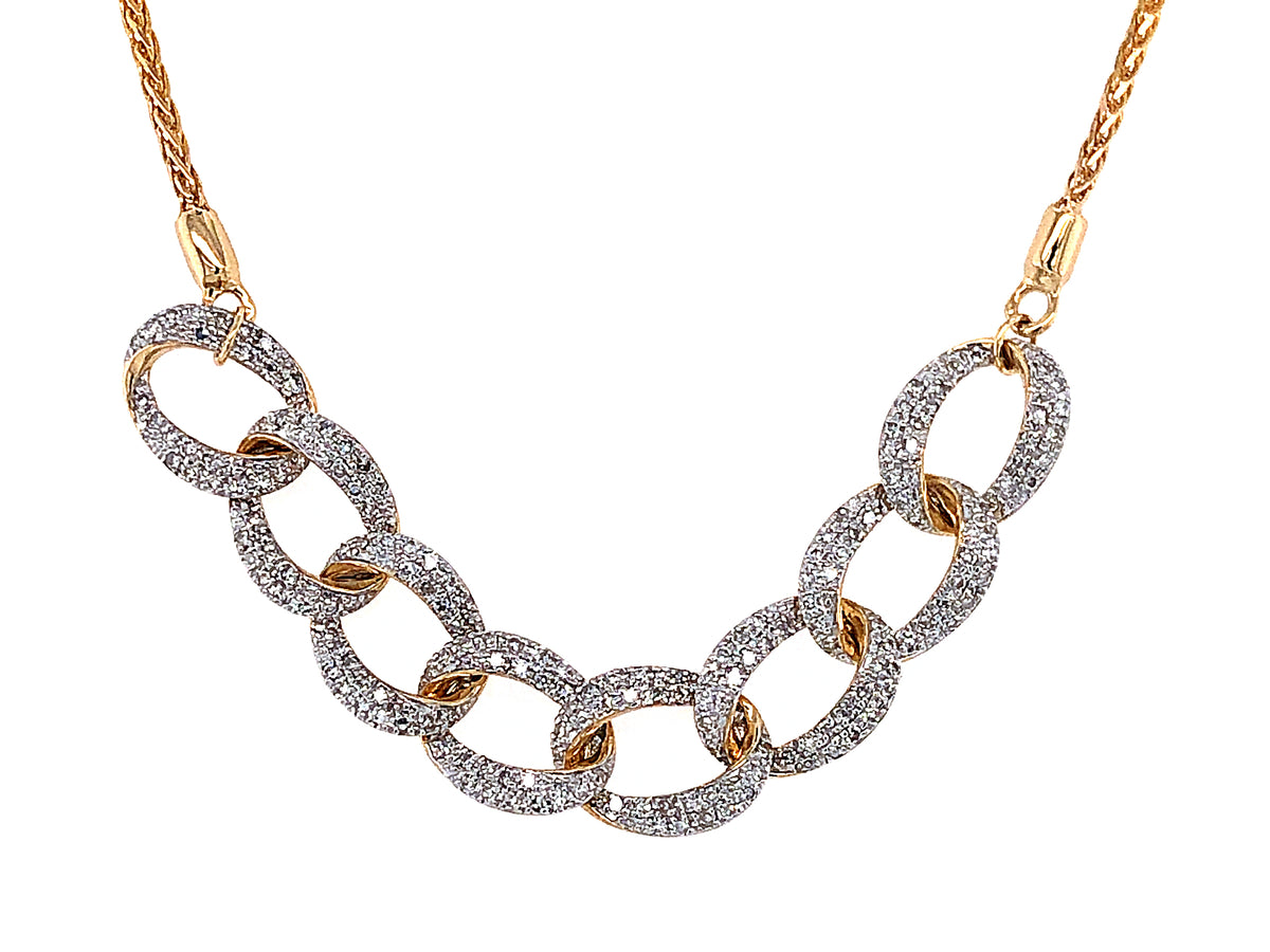 DIAMOND PAVE LINK BRACELET, 9.5" BOLO, 14KY (N)