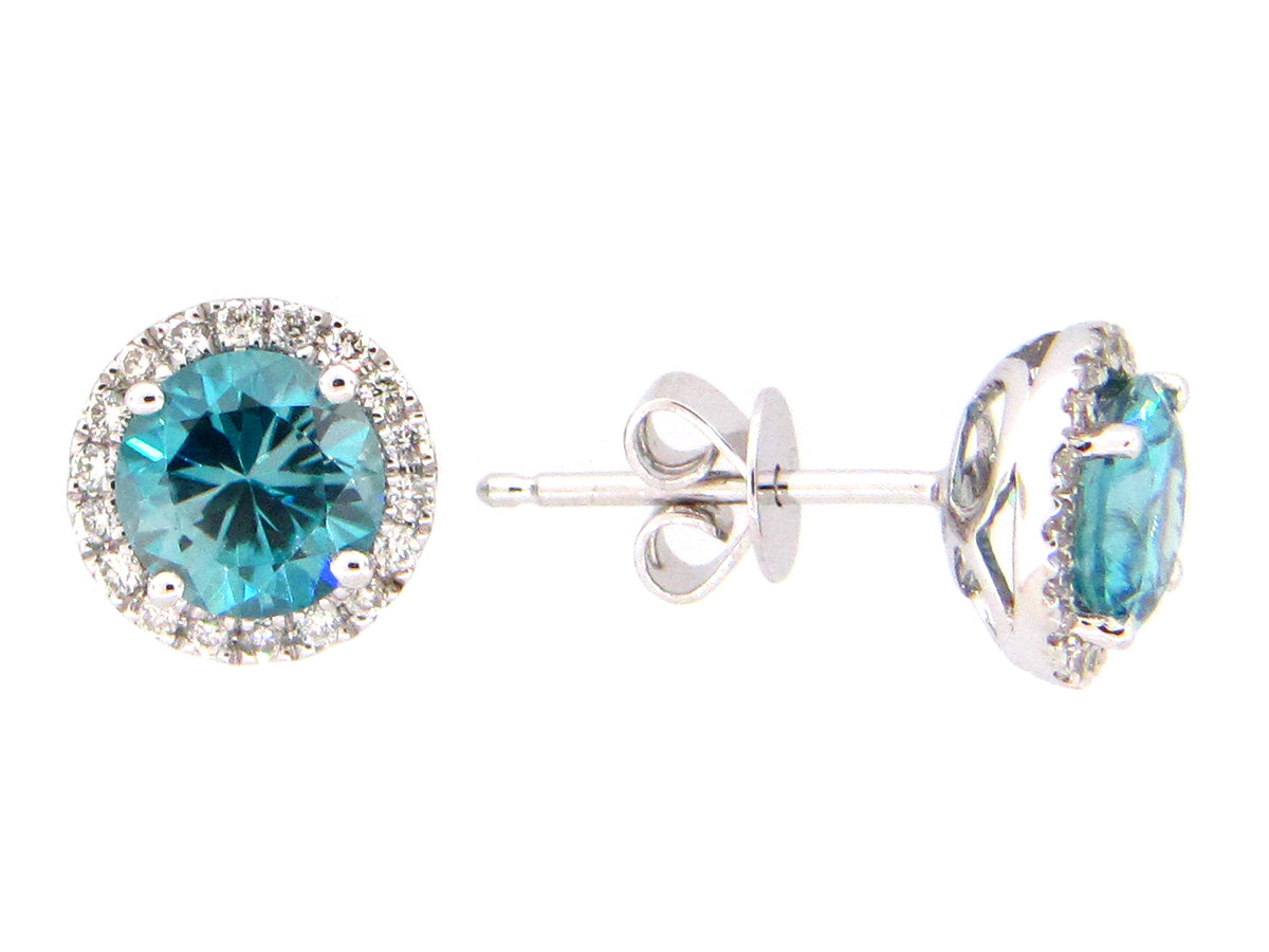 BLUE ZIRCON & DIAMOND EARRING