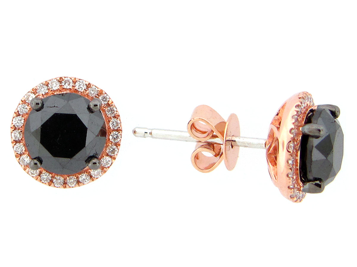 BLACK & WHITE DIAMOND EARRING, 14KR (R/H)