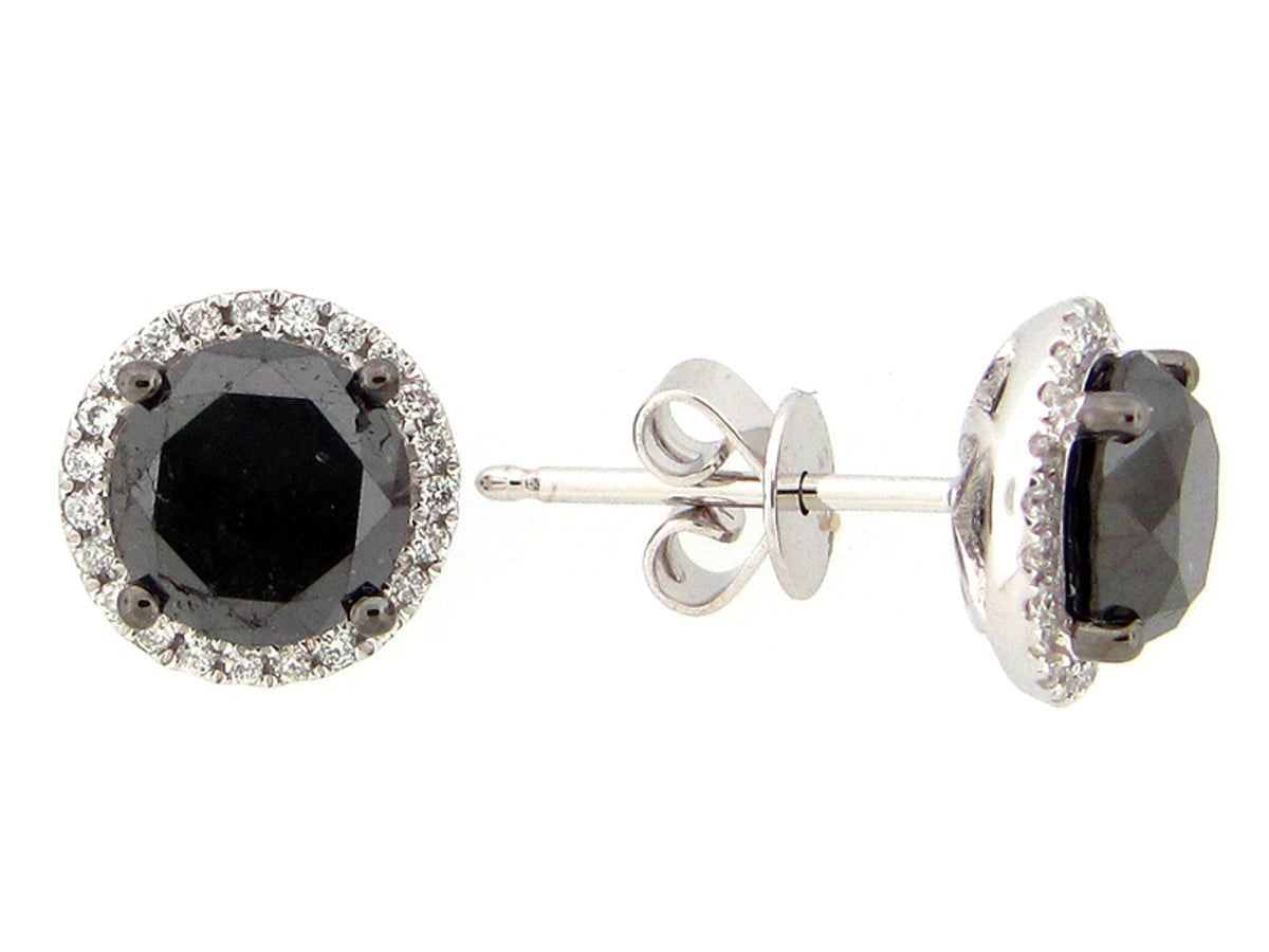 BLACK & WHITE DIAMOND EARRING, 14KW (R/H)