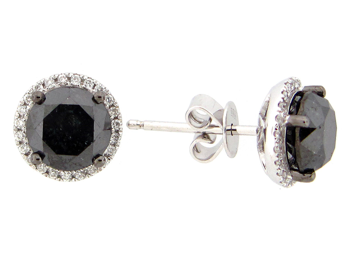 BLACK & WHITE DIAMOND EARRING, 14K BlACK FINISH, (R/H)