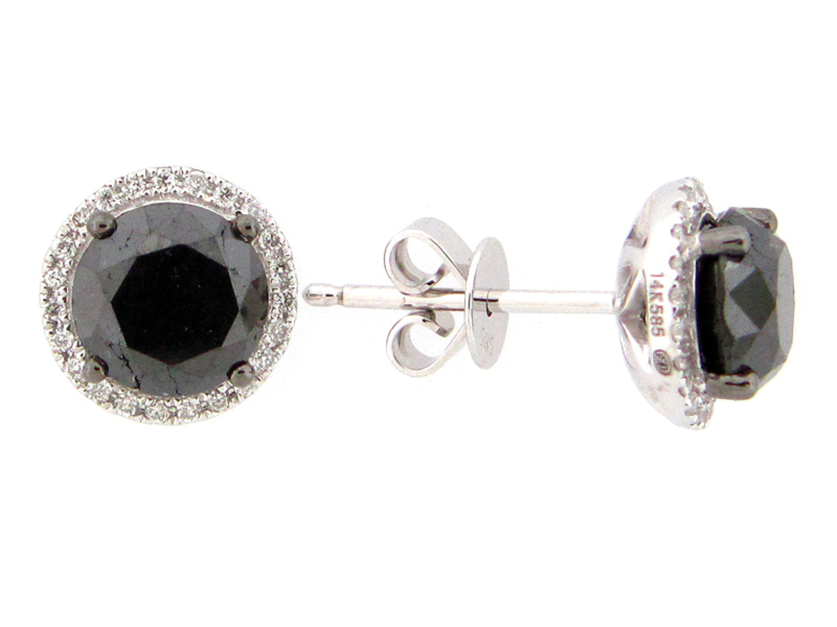BLACK & WHITE DIAMOND EARRING, 14KW (R/H)