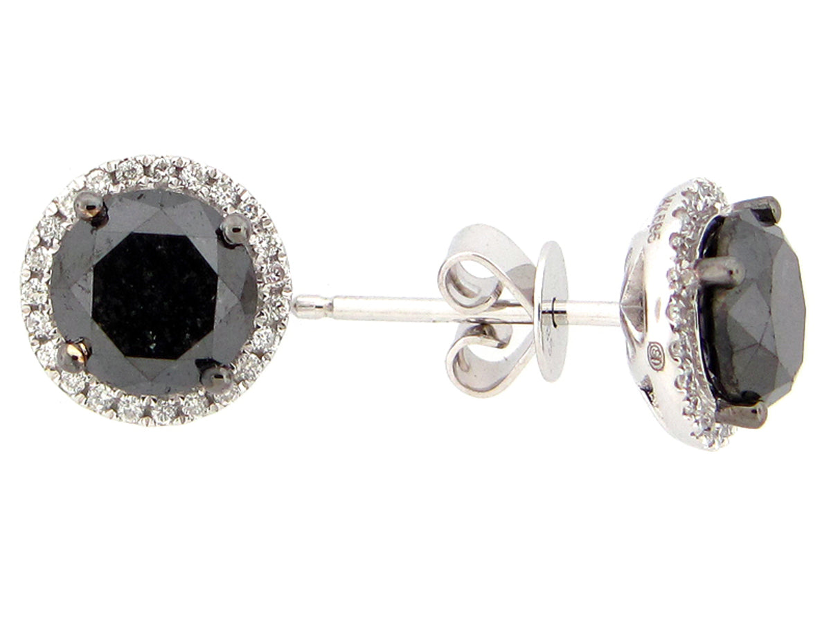 BLACK & WHITE DIAMOND EARRING, 14KW (R/H)