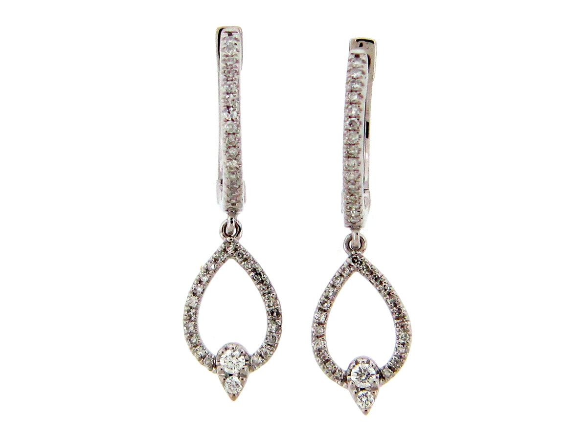 DIAMOND PEAR DANGLE EARRING, 14KW (N)