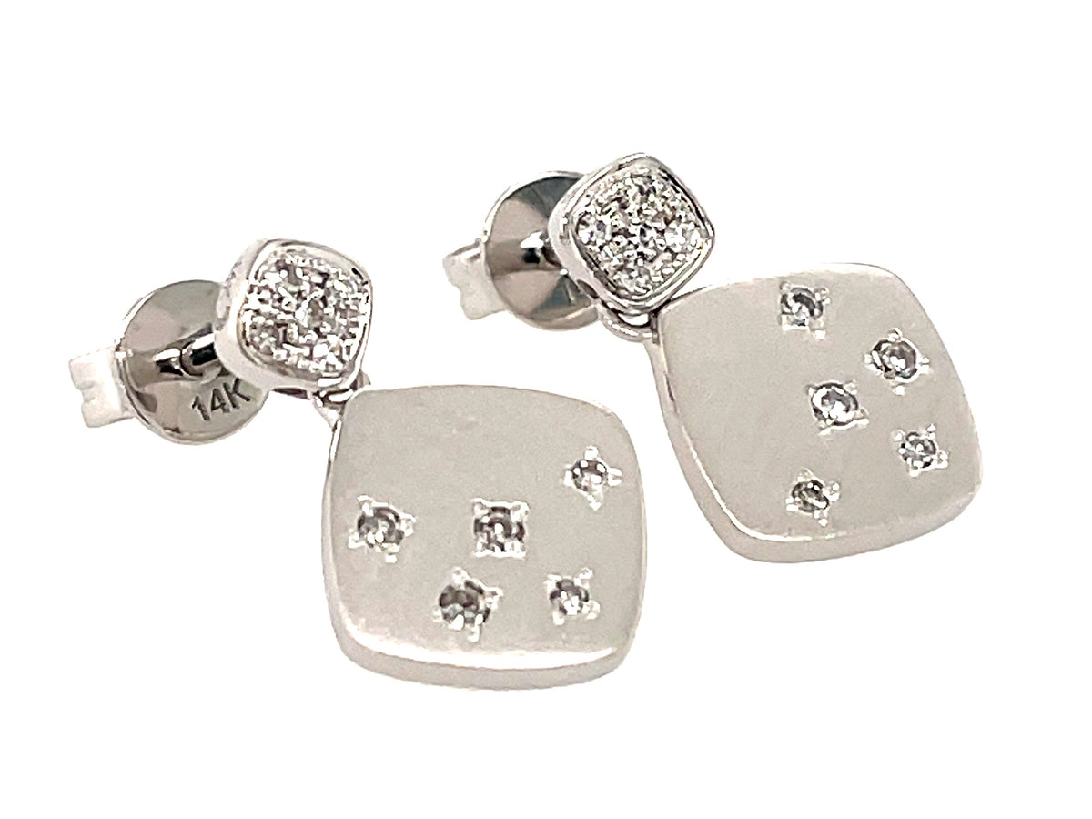 DIAMOND FLUSH SET CUSHION EARRING